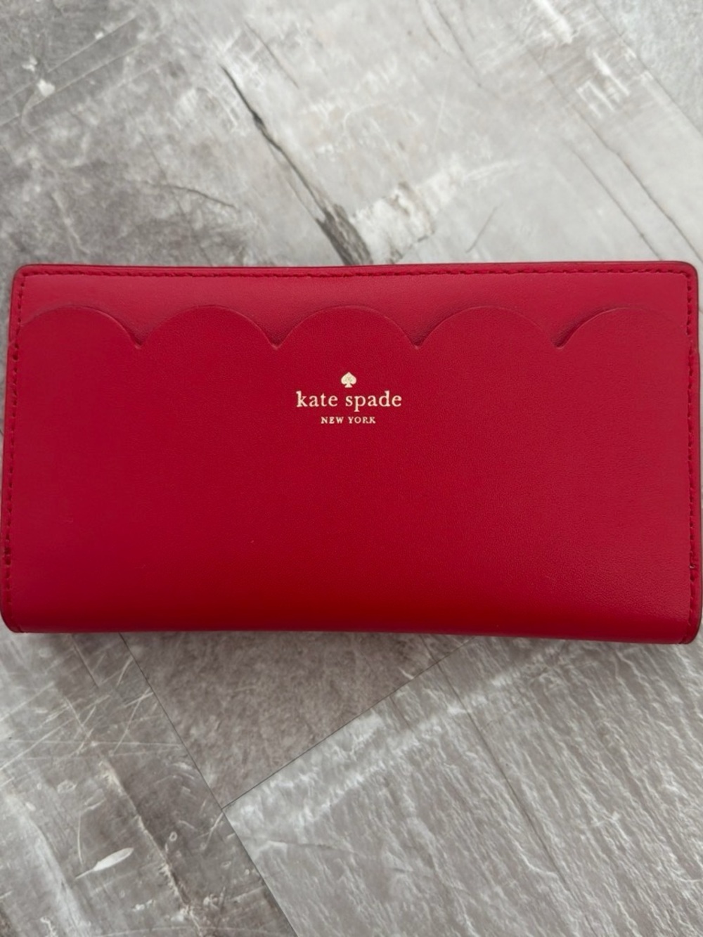 kate spade Red Scallop-Trim Continental Wallet